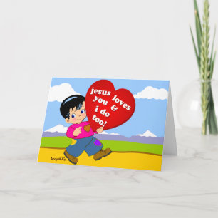 Cartão De Festividades Jesus ama você e eu também!