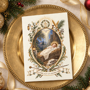 Cartão De Festividades Jesus católico dormindo no presépio