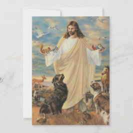 Cartão De Festividades Jesus Com Os Animais