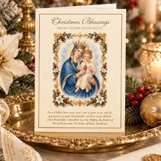 Cartão De Festividades Jesus e Nossa Senhora do Sagrado Coração Floral