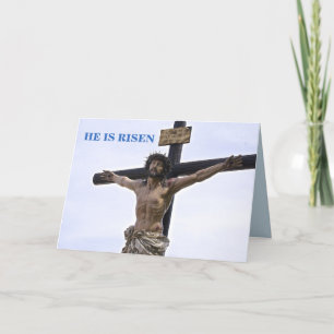 CARTÃO DE FESTIVIDADES JESUS NA CRUZ, ELE É PÁSCOA DE RISEN