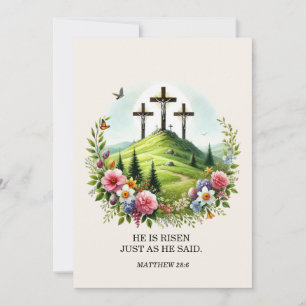 Cartão De Festividades Jesus na Cruz Ele Ressuscitou Páscoa
