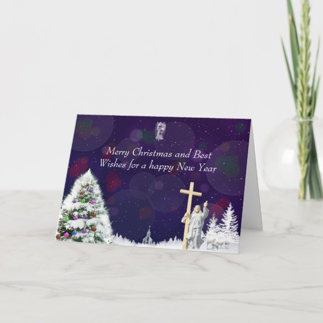 Cartão De Festividades Jesus na neve (Frente)