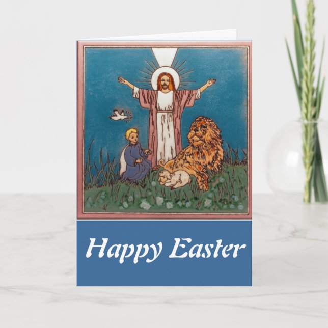 Cartão De Festividades Jesus o leão e o cordeiro (Frente)