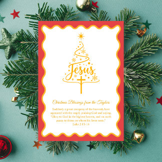 Cartão De Festividades Jesus Script Christmas Tree Blessings