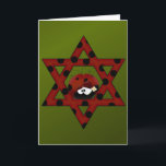 Cartão De Festividades Jewish Ladybug Star de David<br><div class="desc">Estrela Vermelha de David com bolinhas pretas e uma pequena joaninha.</div>
