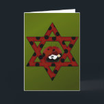Cartão De Festividades Jewish Ladybug Star de David<br><div class="desc">Estrela Vermelha de David com bolinhas pretas e uma pequena joaninha.</div>