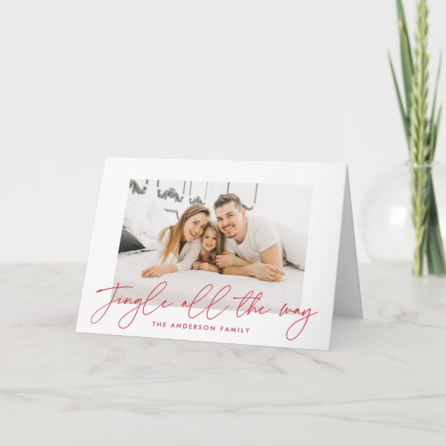Cartão De Festividades Jingle All Way Red Script Photo (Frente)