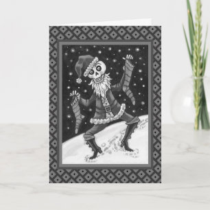 CARTÃO DE FESTIVIDADES JINGLE BONES PAPAI NOEL, ESQUELETO DE NATAL & MEIA