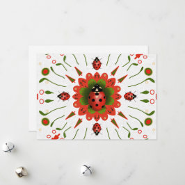 Cartão De Festividades Joaninha Natal Vermelho Verde Branco