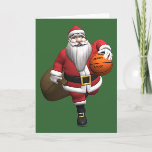 Cartão De Festividades Jogador de basquete do Papai Noel