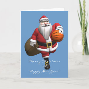 Cartão De Festividades Jogador de Basquete do Papai Noel