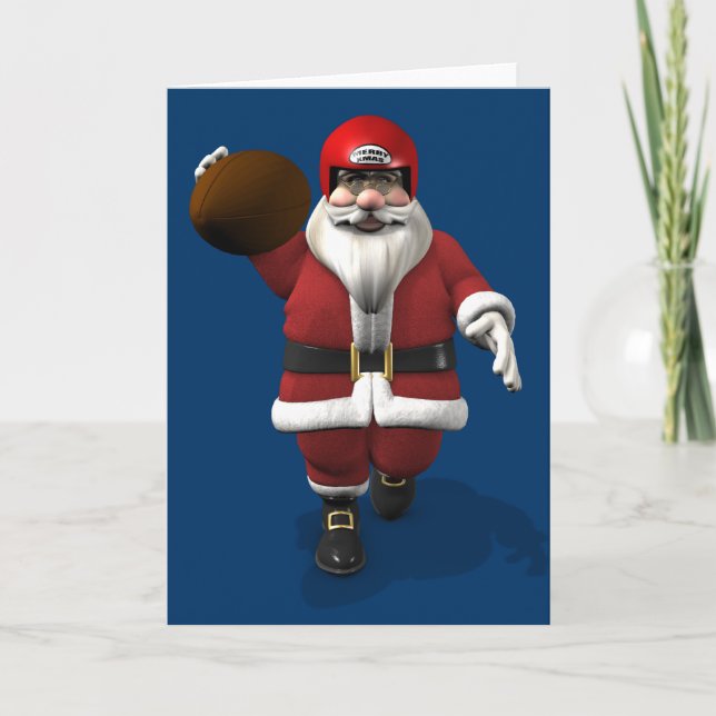 Cartão De Festividades Jogador de futebol americano Papai Noel (Frente)