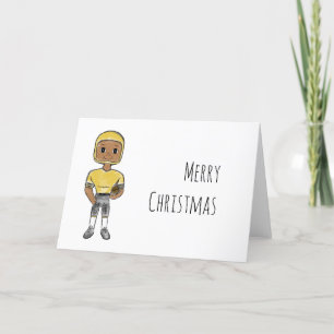 Cartão De Festividades jogador de futebol retrô vintage preto amarelo sim