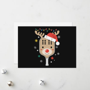 Cartão De Festividades Jogador de Pickleball Natal Feriado Rena Xmas 