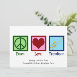 Cartão De Festividades Jogador de Trombone Paz Amor Fofo Personalizado