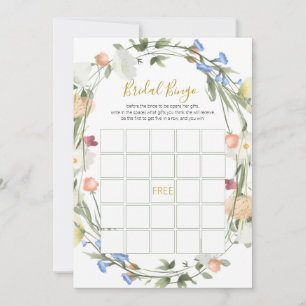 Cartão De Festividades Jogo Bingo do Chá de panela de Flores Selvagens