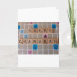 Cartão De Festividades Jogo de Chanukah<br><div class="desc">(produtos múltiplos selecionados) o chanukah feliz das palavras é soletrado para fora em letras do jogo contra um conselho do jogo.</div>