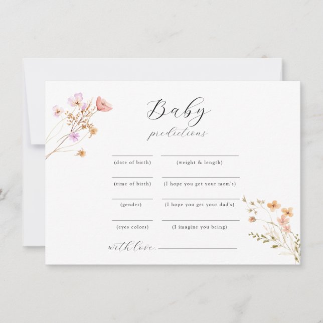 Cartão De Festividades Jogo de Conselhos de Chá de fraldas de Flor Selvag (Frente)