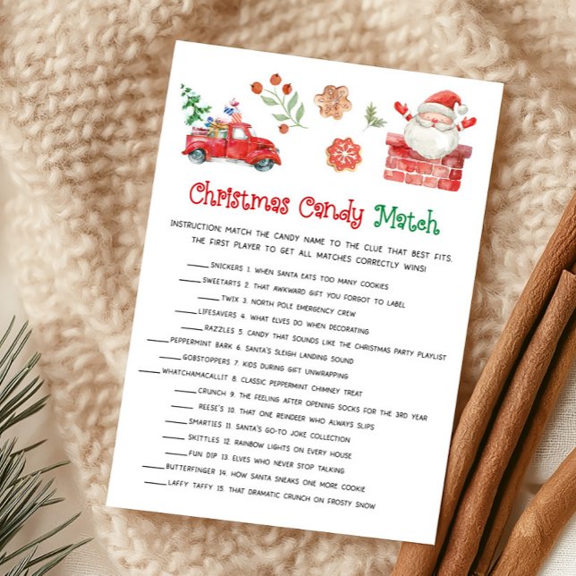 Cartão De Festividades Jogo de Correspondência de Doces de Natal (Christmas Party Games)