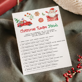 Cartão De Festividades Jogo de Correspondência de Receitas de Natal do Pa