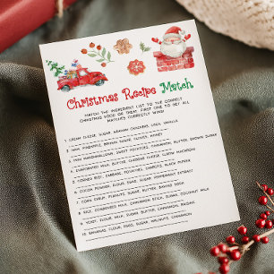 Cartão De Festividades Jogo de Correspondência de Receitas de Natal do Pa