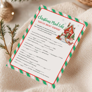 Cartão De Festividades Jogo de Mad Libs para Festa de Natal