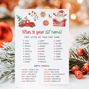 Cartão De Festividades Jogo Qual é o Nome do Seu Elfo de Natal