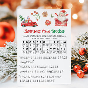 Cartão De Festividades Jogo Quebra-Cabeça do Código de Natal do Papai Noe