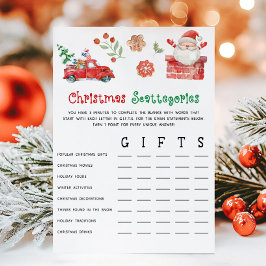 Cartão De Festividades Jogo Santa Christmas Scattegories