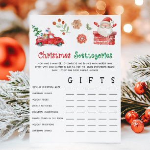 Cartão De Festividades Jogo Santa Christmas Scattegories
