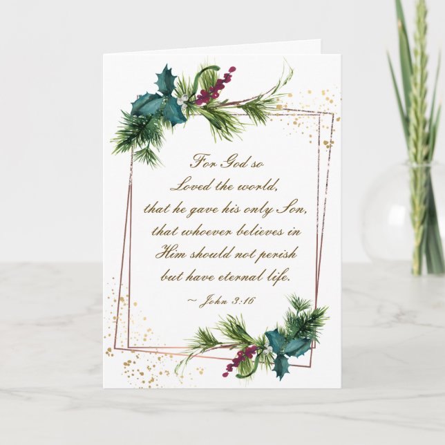 Cartão De Festividades John 3:16 Deus tão amado pelo Natal (Frente)