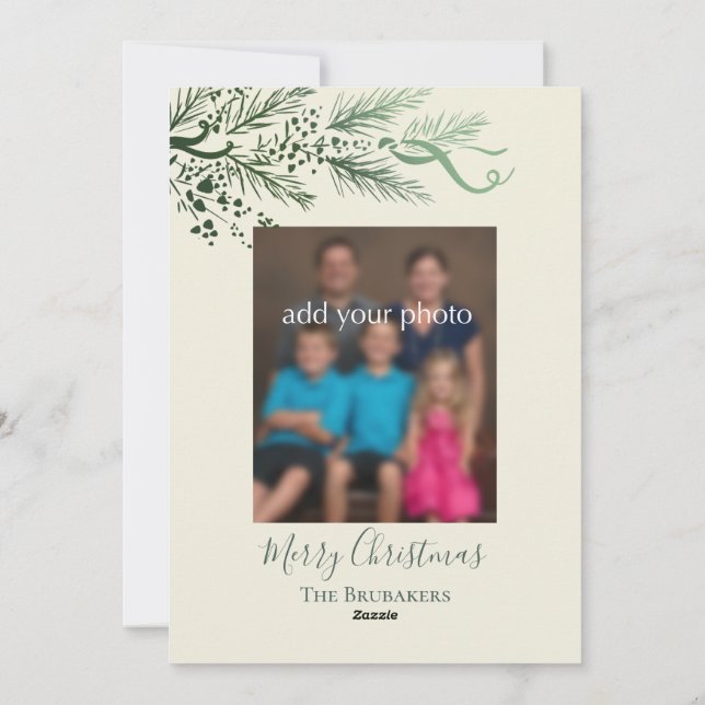 Cartão De Festividades John 3:16 Foto de Pinheiro Moderno Natal Cristão (Verso)