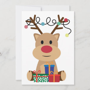 Cartão De Festividades Jolly Reindeer Puppy Holiday Card
