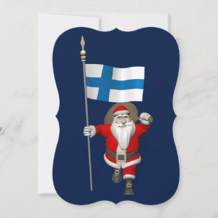 Cartão De Festividades Jolly Santa Claus Com Bandeira Da Finlândia