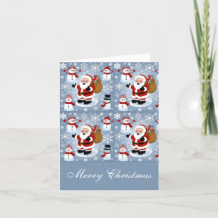 Cartão De Festividades Jolly Santa Claus e Snowmen Natal