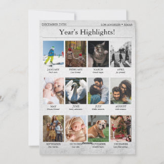 Cartão De Festividades Jornal de Natal Ano em Revisão