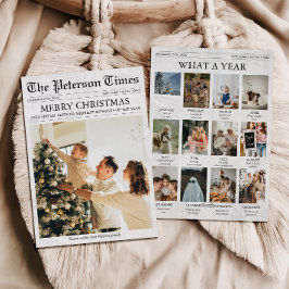 Cartão De Festividades Jornal de Natal Ano em Revisão