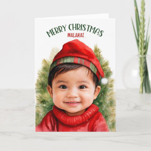 Cartão De Festividades Jovem Americano de Natal