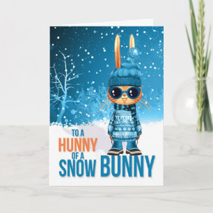 Cartão De Festividades Jovem Godson Cute Blue Christmas bunny