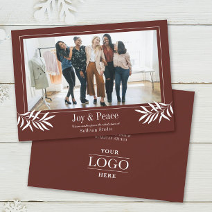 Cartão De Festividades JOY and PEACE Modern Simple Photo Logo Business
