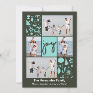 Cartão De Festividades Joy Assorted Christmas Pattern Holiday Photo Card