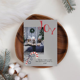 Cartão De Festividades Joy Candy Cane Modern Adiciona Sua Própria Foto No