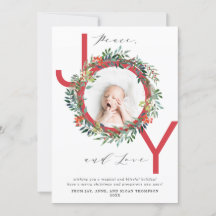 JOY Christmas Wreath Red Baby Photo