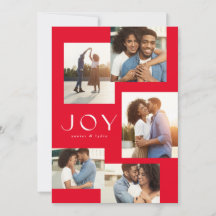Joy cinco fotos colagem moderna de Natal vermelho