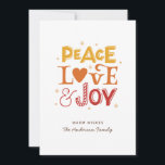 Cartão De Festividades Joy do Amor pela Paz. Letras bonitas de inverno de<br><div class="desc">Cartão de Natal de Natal "Joy do Amor pela Paz" com letras bonitas.</div>