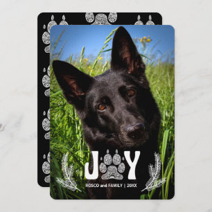 Cartão De Festividades Joy Dog Paw Print and Pines Pet Lover Photo