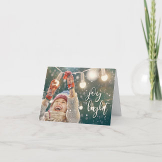 Cartão De Festividades Joy e Light, Luzes de Travagem de Menina
