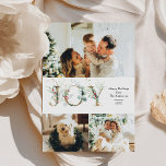 Cartão De Festividades JOY Elegant 3 Foto Dourada Greenery Natal<br><div class="desc">Cartão Elegante de 3 fotos,  com aparência limpa e moderna,  com gráficos dourados e verdes,  com padrão botânico de ouro de inverno.</div>