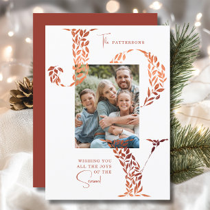 Cartão De Festividades Joy Elegant Christmas Floral Typoographic Photo